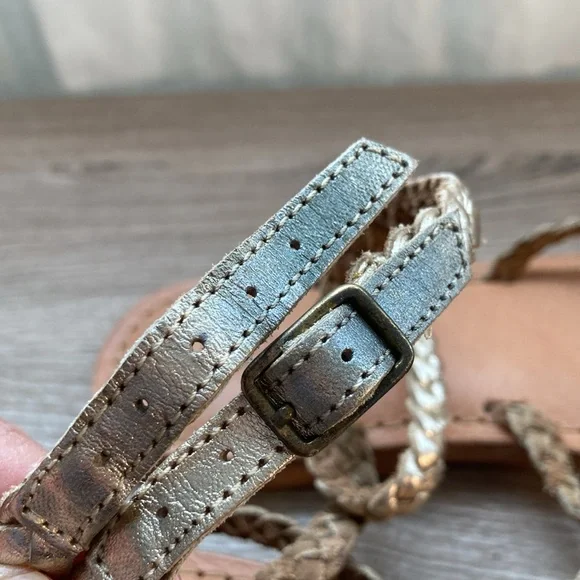 L*Space Hermosa braided sandals gold leather 39/9 - Picture 13 of 15